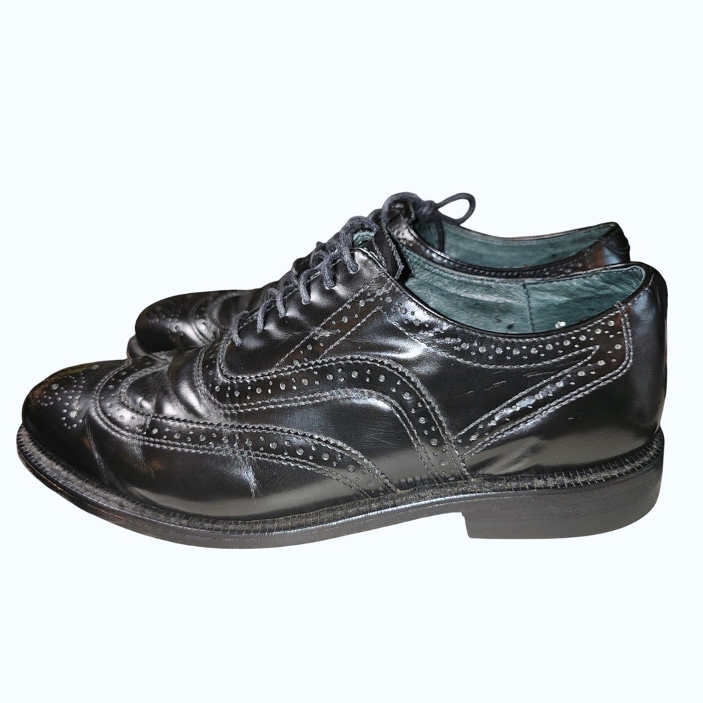 ECCO Mens Black Leather Wingtip Brogue‎ Oxford Dress Shoes 372 Size 10.5 EU 44